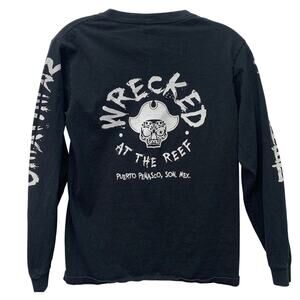 Wrecked At the Reef Puerto Penasco Unisex Small Mexico Long Sleeve Black TShirt